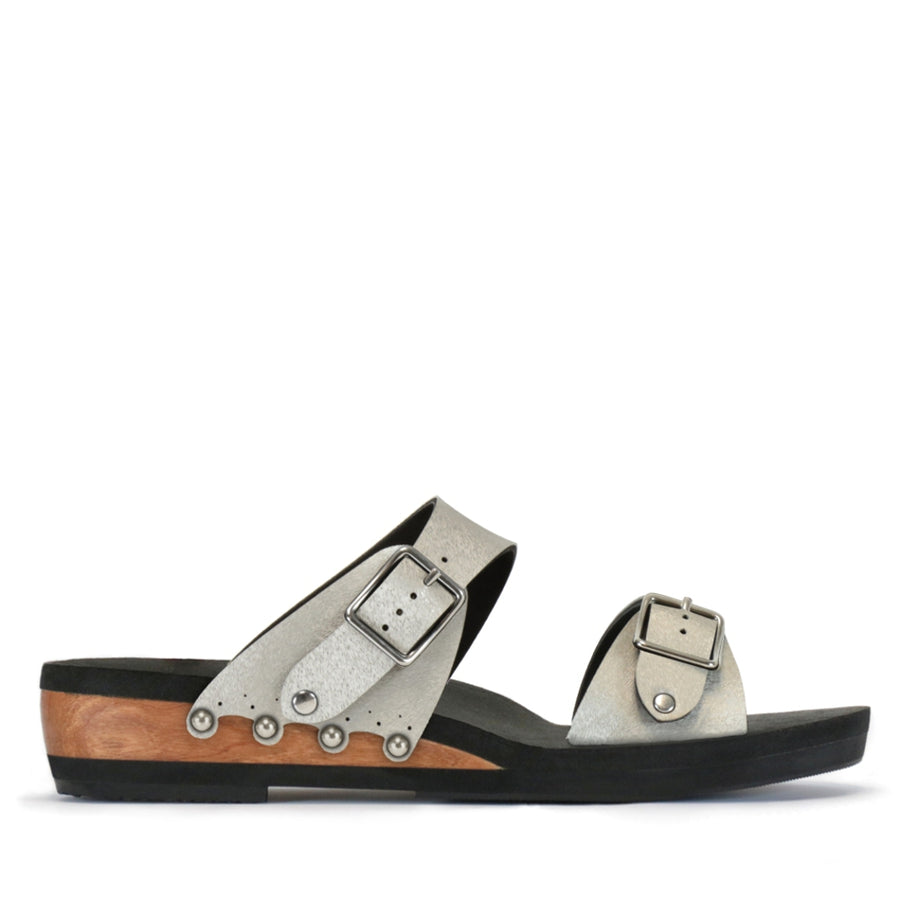 Low Wedge Buckle Toe Mule