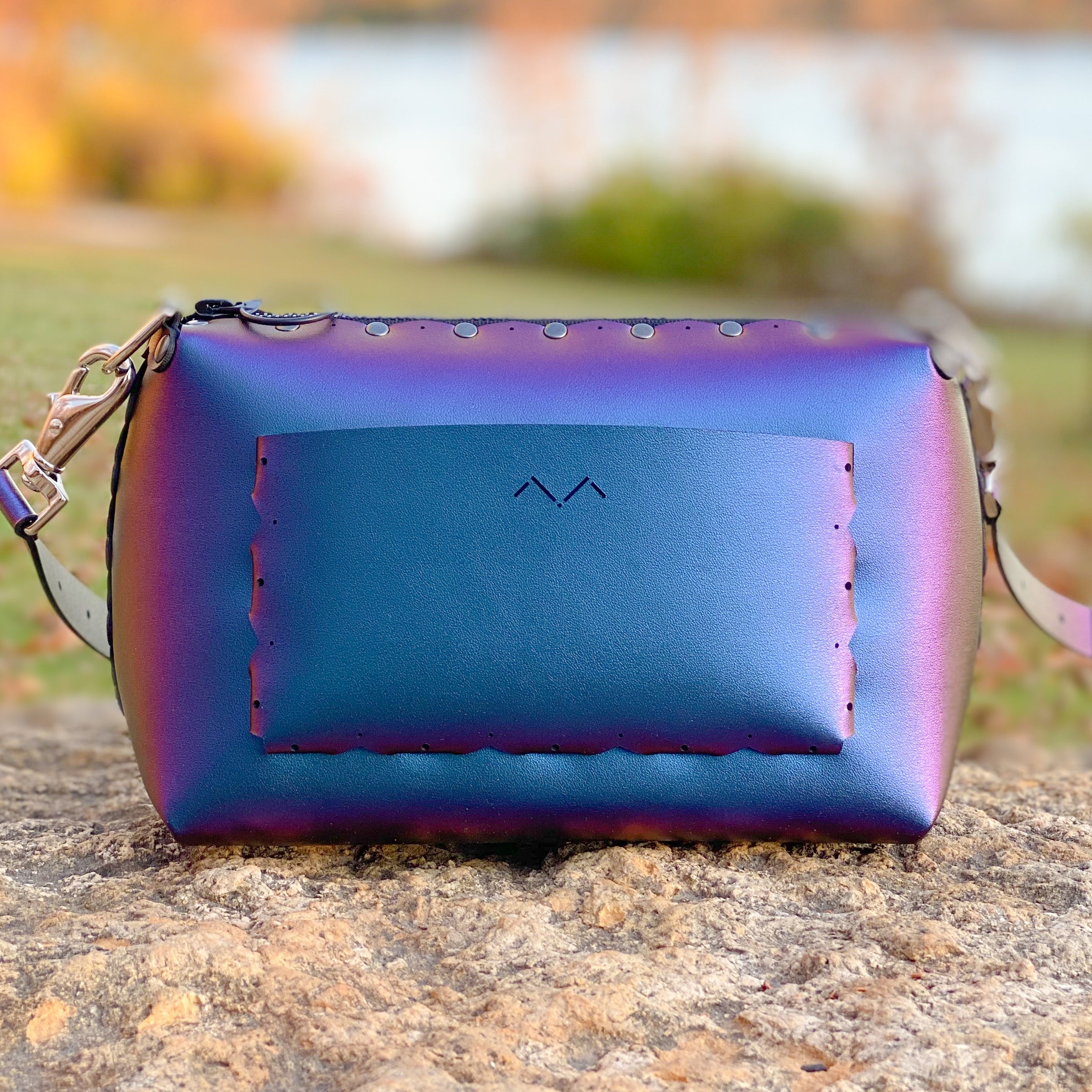 Small Crossbody Bag - Vegan Leather Zipper Top Handbag